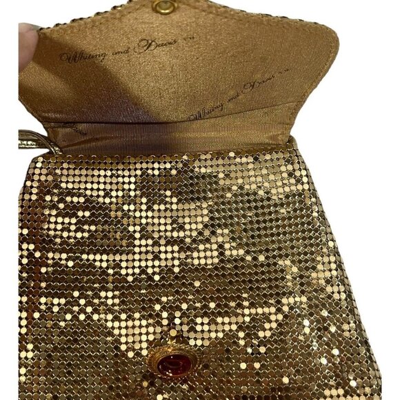 Vintage Whiting & Davis Gold Mesh Metallic Envelope Crossbody Bag  Sequin 60s - Picture 3 of 7